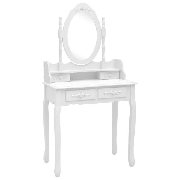 Conj. toucador com banco 75x69x140 cm madeira paulownia branco - Image 2