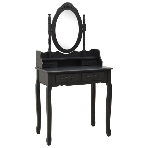 Conj. toucador com banco 75x69x140 cm madeira paulownia preto - Image 2