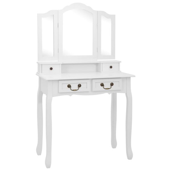 Conj. toucador com banco 80x69x141 cm madeira paulownia branco - Image 2