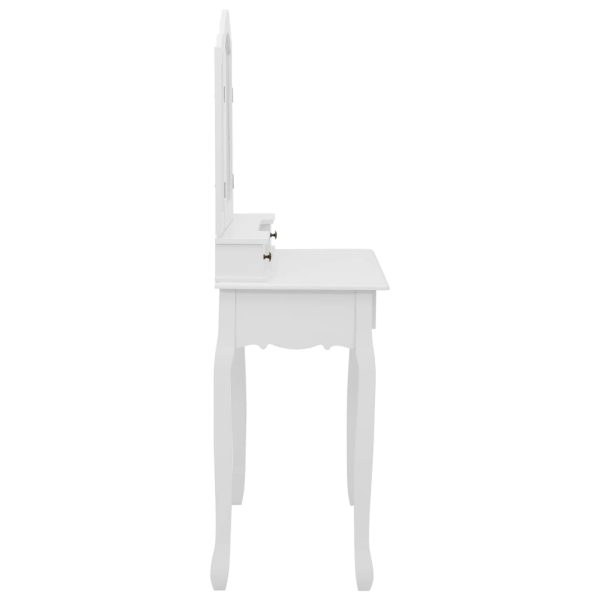 Conj. toucador com banco 80x69x141 cm madeira paulownia branco - Image 4