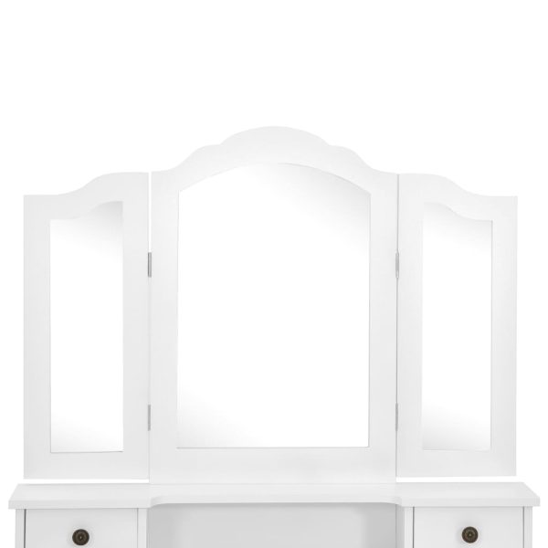 Conj. toucador com banco 80x69x141 cm madeira paulownia branco - Image 7