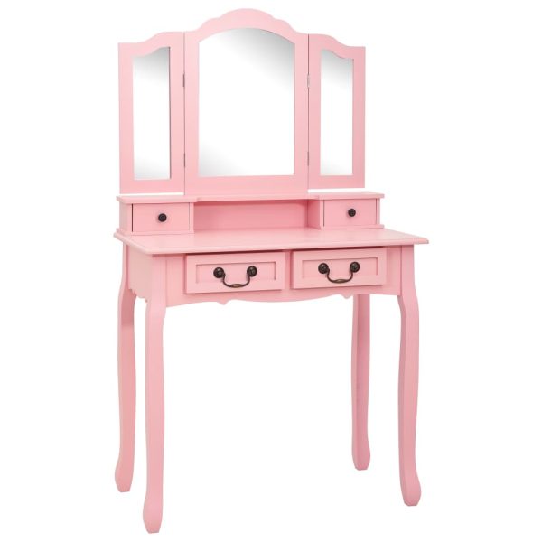 Conj. toucador com banco 80x69x141 cm madeira paulownia rosa - Image 2