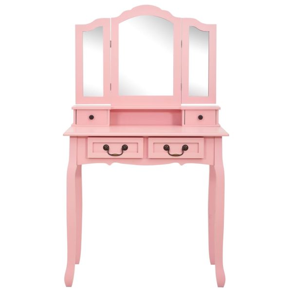 Conj. toucador com banco 80x69x141 cm madeira paulownia rosa - Image 3
