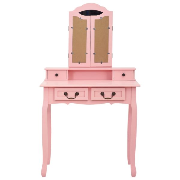 Conj. toucador com banco 80x69x141 cm madeira paulownia rosa - Image 4