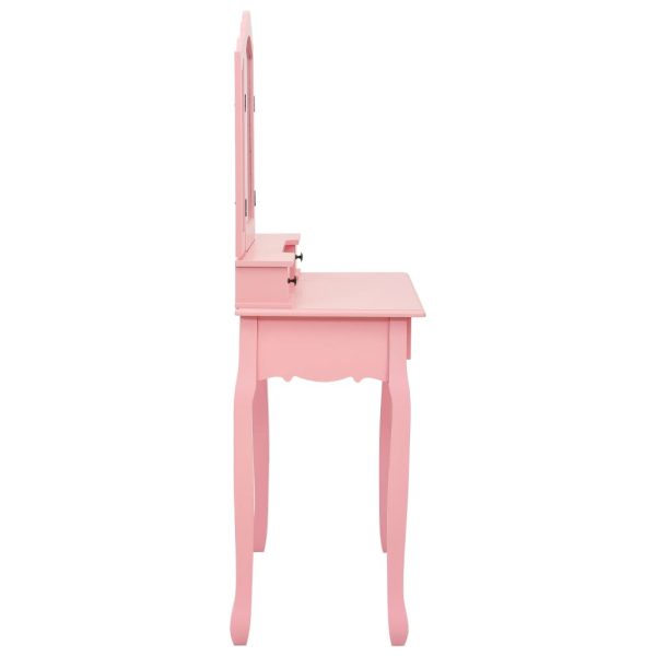 Conj. toucador com banco 80x69x141 cm madeira paulownia rosa - Image 5