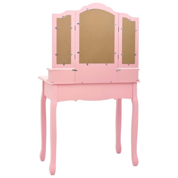 Conj. toucador com banco 80x69x141 cm madeira paulownia rosa - Image 6