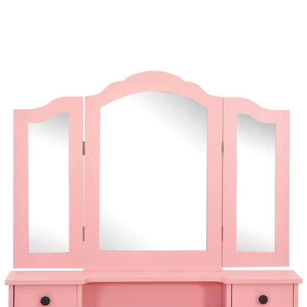 Conj. toucador com banco 80x69x141 cm madeira paulownia rosa - Image 7