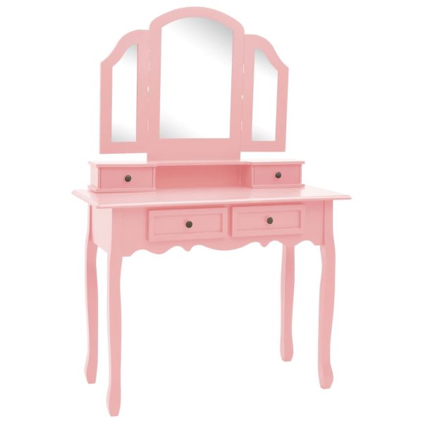 Conjunto toucador c/ banco 100x40x146cm madeira paulownia rosa - Image 2