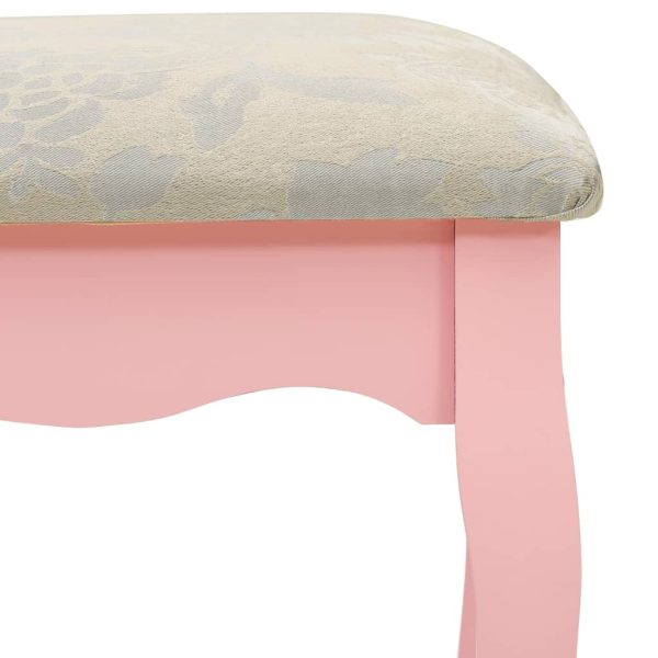 Conjunto toucador c/ banco 100x40x146cm madeira paulownia rosa - Image 11
