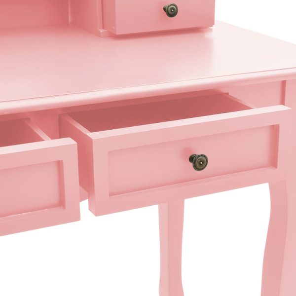 Conjunto toucador c/ banco 100x40x146cm madeira paulownia rosa - Image 8