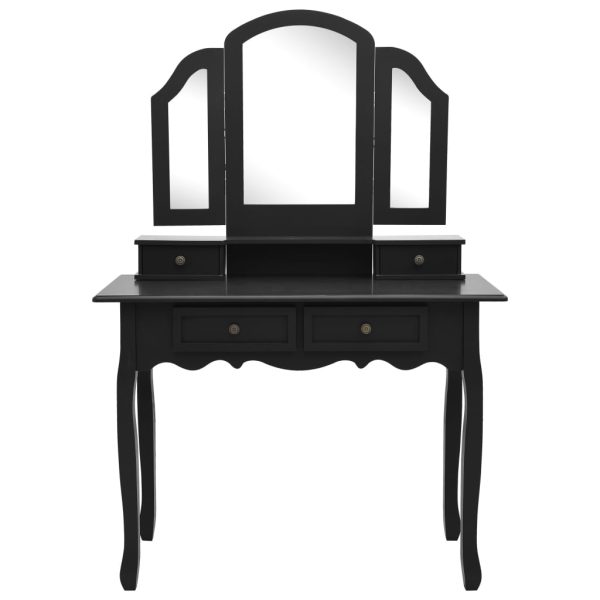 Conjunto toucador c/ banco 100x40x146cm madeira paulownia preto - Image 3