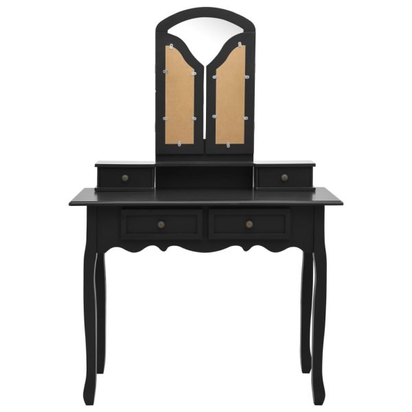 Conjunto toucador c/ banco 100x40x146cm madeira paulownia preto - Image 4