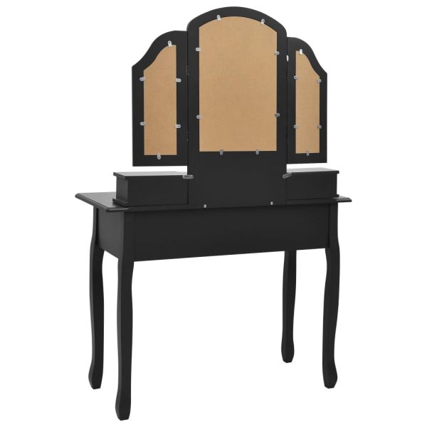 Conjunto toucador c/ banco 100x40x146cm madeira paulownia preto - Image 6
