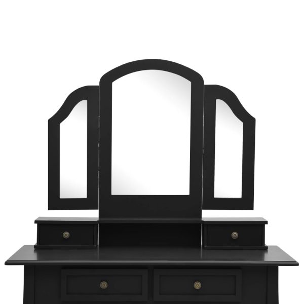 Conjunto toucador c/ banco 100x40x146cm madeira paulownia preto - Image 7