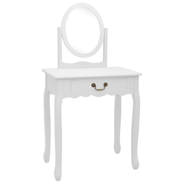 Toucador c/ banco 65x36x128 cm MDF e madeira paulownia branco - Image 2