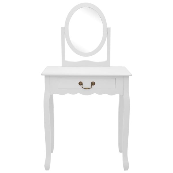 Toucador c/ banco 65x36x128 cm MDF e madeira paulownia branco - Image 3