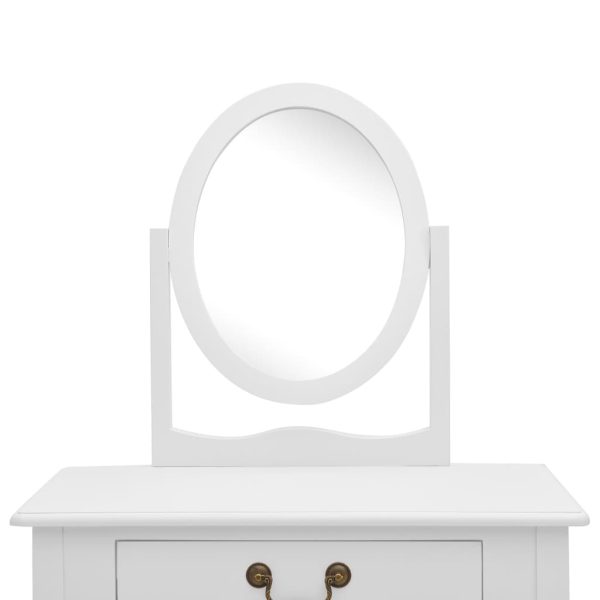 Toucador c/ banco 65x36x128 cm MDF e madeira paulownia branco - Image 6