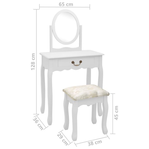 Toucador c/ banco 65x36x128 cm MDF e madeira paulownia branco - Image 10