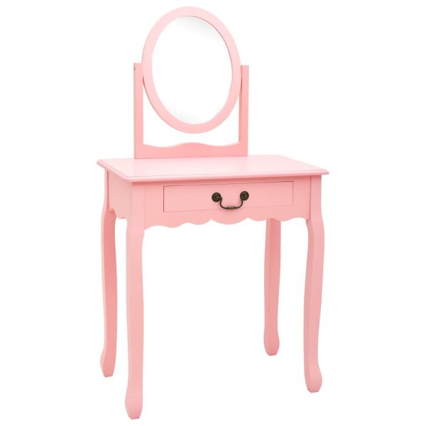Toucador c/ banco 65x36x128 cm MDF e madeira de paulownia rosa - Image 3