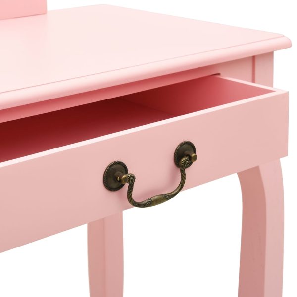 Toucador c/ banco 65x36x128 cm MDF e madeira de paulownia rosa - Image 7