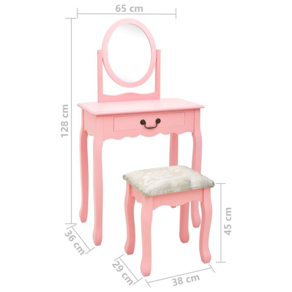 Toucador c/ banco 65x36x128 cm MDF e madeira de paulownia rosa - Image 10