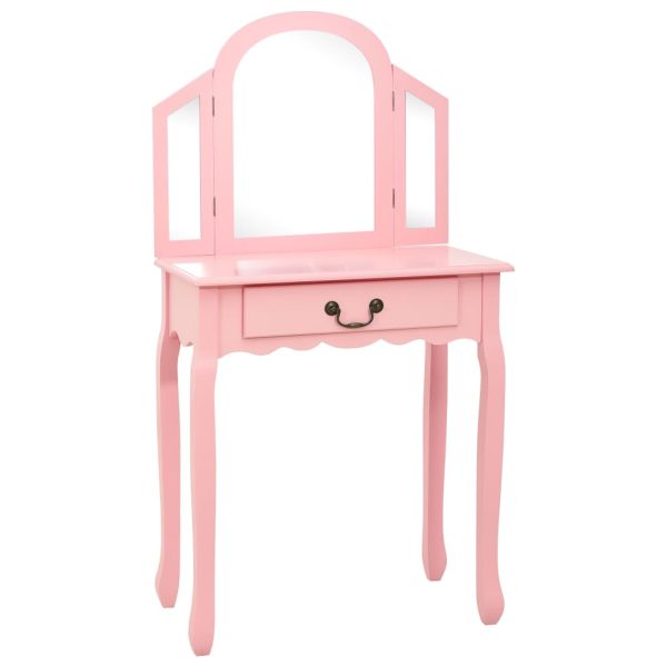 Toucador c/ banco 65x36x128 cm MDF e madeira de paulownia rosa - Image 2
