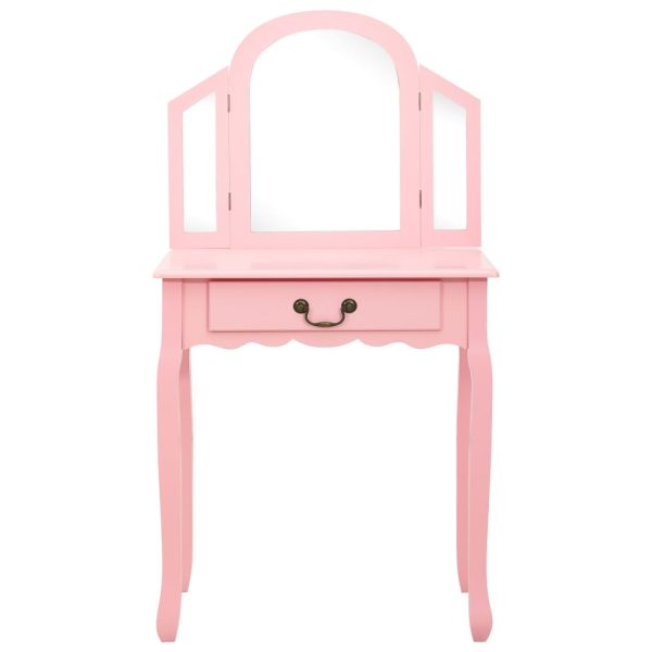 Toucador c/ banco 65x36x128 cm MDF e madeira de paulownia rosa - Image 3