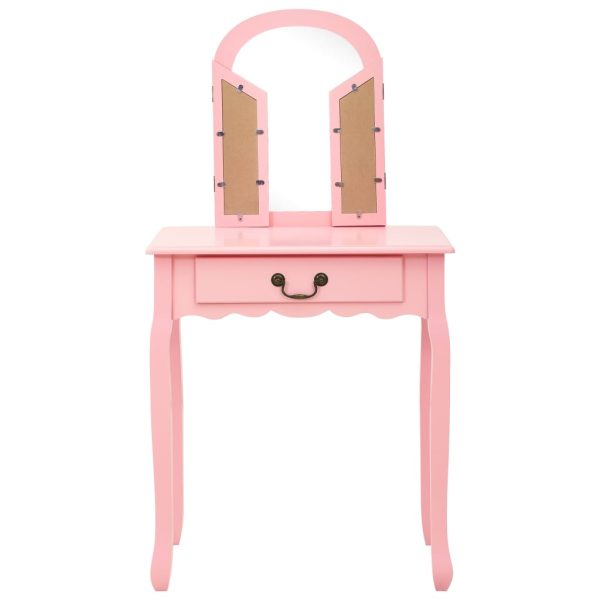 Toucador c/ banco 65x36x128 cm MDF e madeira de paulownia rosa - Image 4