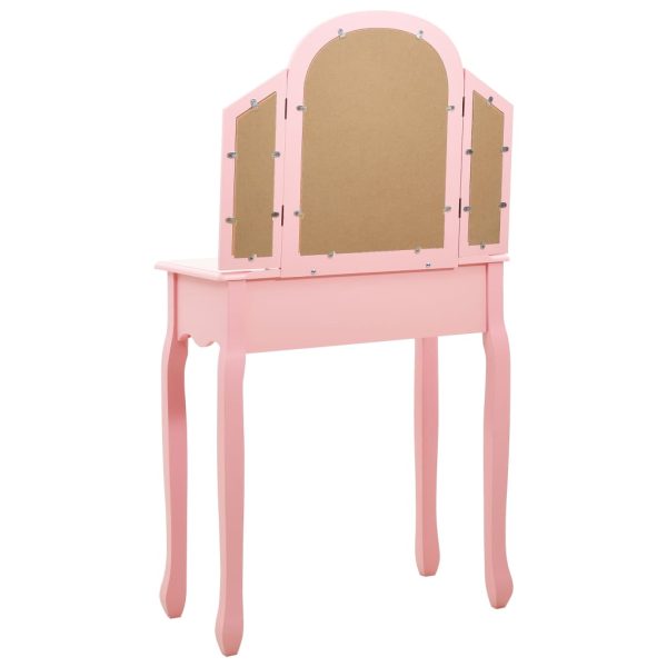 Toucador c/ banco 65x36x128 cm MDF e madeira de paulownia rosa - Image 6