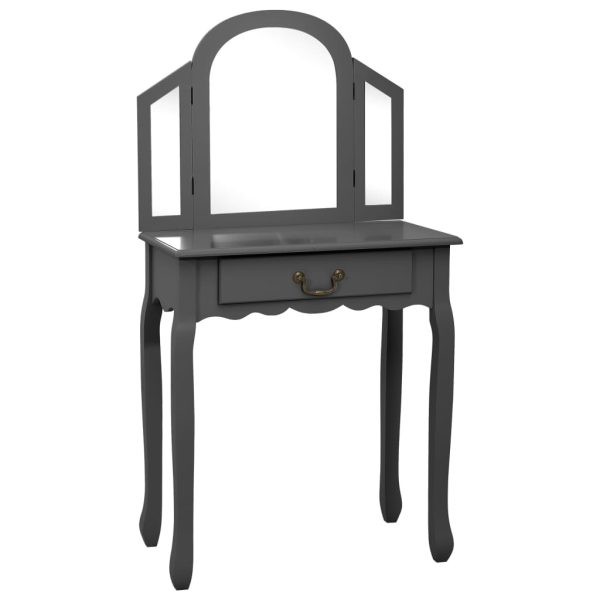 Toucador c/ banco 65x36x128 cm MDF e madeira paulownia cinzento - Image 2