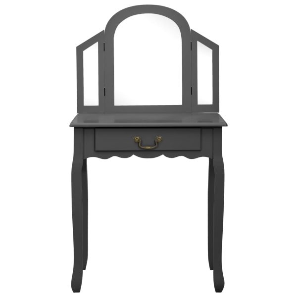 Toucador c/ banco 65x36x128 cm MDF e madeira paulownia cinzento - Image 3