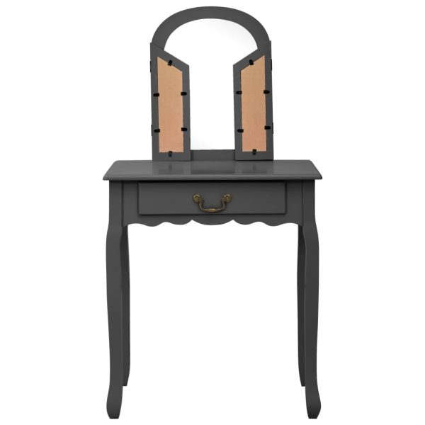 Toucador c/ banco 65x36x128 cm MDF e madeira paulownia cinzento - Image 4