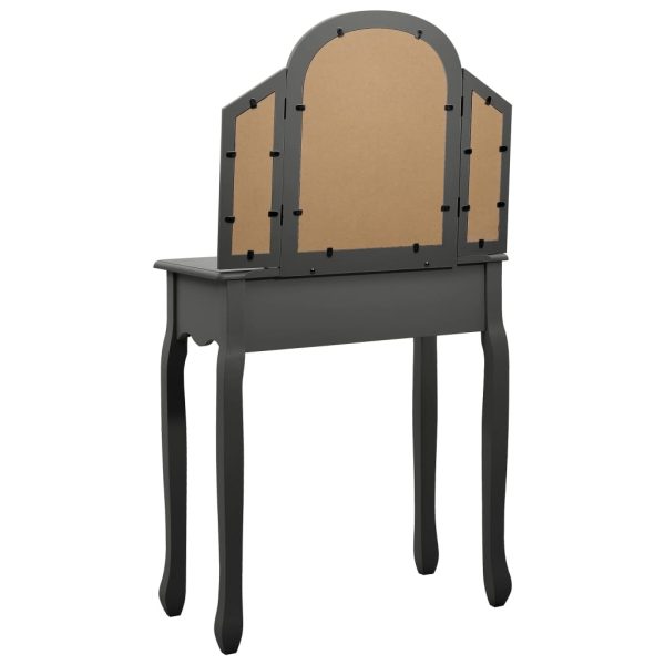 Toucador c/ banco 65x36x128 cm MDF e madeira paulownia cinzento - Image 6