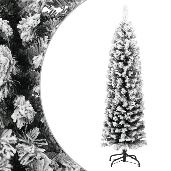 Árvore de Natal artificial fina com neve 150 cm PVC verde
