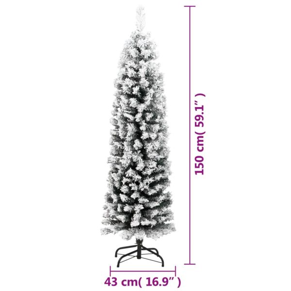 Árvore de Natal artificial fina com neve 150 cm PVC verde - Image 6