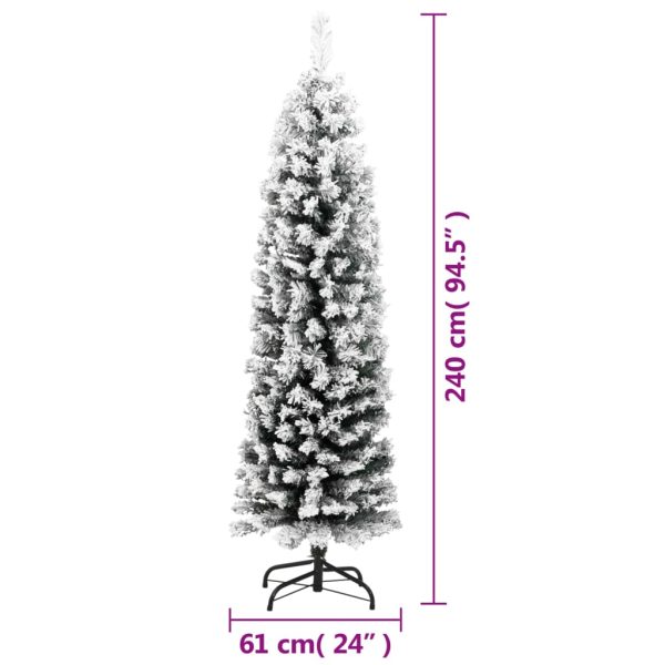 Árvore de Natal artificial fina com neve 240 cm PVC verde - Image 6