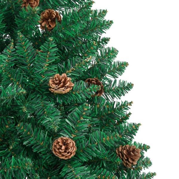 Árvore de Natal fina madeira e pinhas genuínas 150 cm PVC verde - Image 6