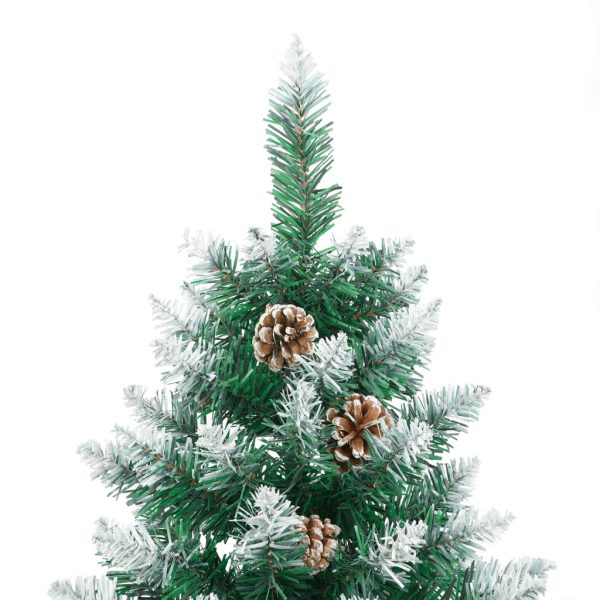 Árvore de Natal fina madeira genuína e neve branca 150 cm verde - Image 5