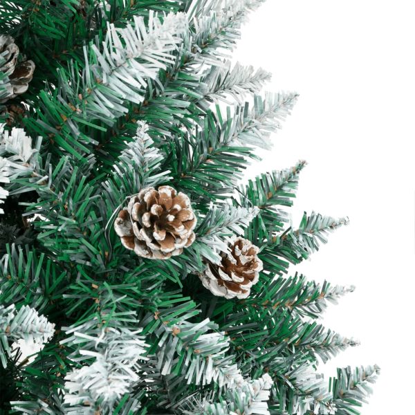 Árvore de Natal fina madeira genuína e neve branca 210 cm verde - Image 6