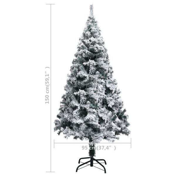 Árvore de Natal artificial c/ flocos de neve 150 cm PVC verde - Image 7