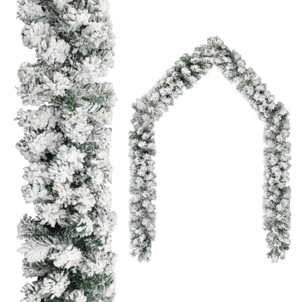 Grinalda de Natal com neve 10 m PVC verde