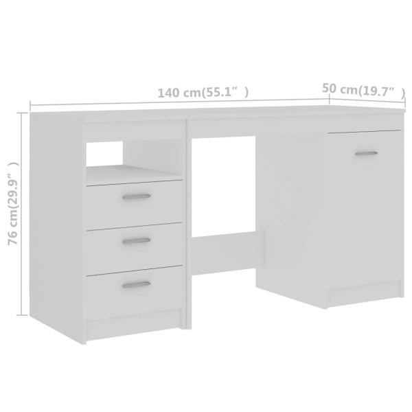 Secretária 140x50x76 cm contraplacado branco - Image 8
