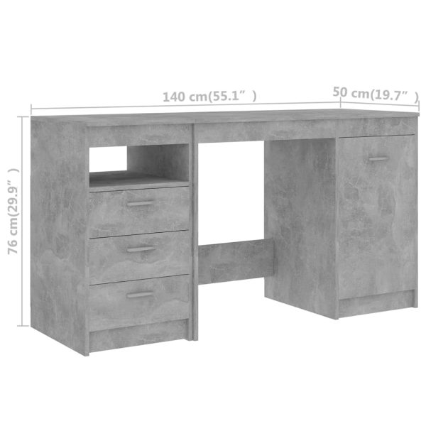Secretária 140x50x76 cm contraplacado cinzento cimento - Image 8