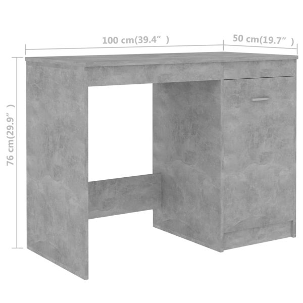 Secretária 140x50x76 cm contraplacado cinzento cimento - Image 9