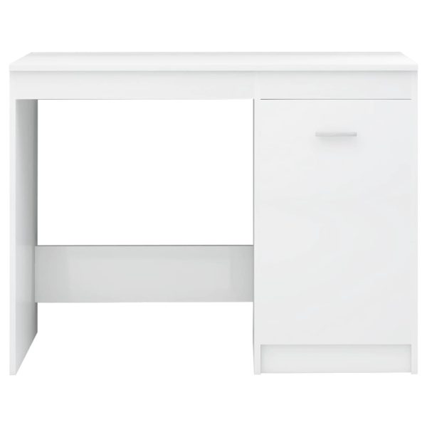 Secretária 140x50x76 cm contraplacado branco brilhante - Image 4