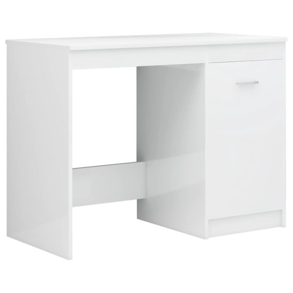 Secretária 140x50x76 cm contraplacado branco brilhante - Image 5