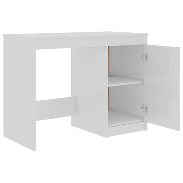 Secretária 140x50x76 cm contraplacado branco brilhante - Image 6