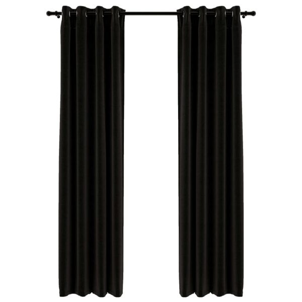 Cortinas opacas aspeto linho 2 pcs 140x225 cm antracite - Image 2