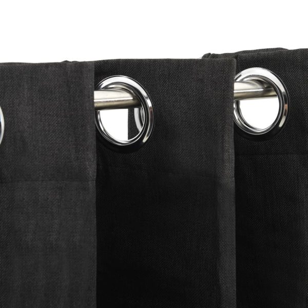 Cortinas opacas aspeto linho 2 pcs 140x225 cm antracite - Image 3