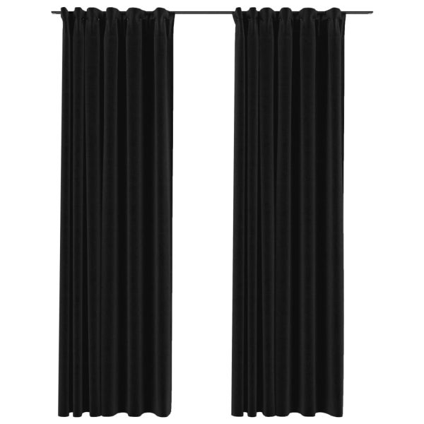 Cortinas opacas aspeto linho + ganchos 2pcs 140x225cm antracite - Image 2